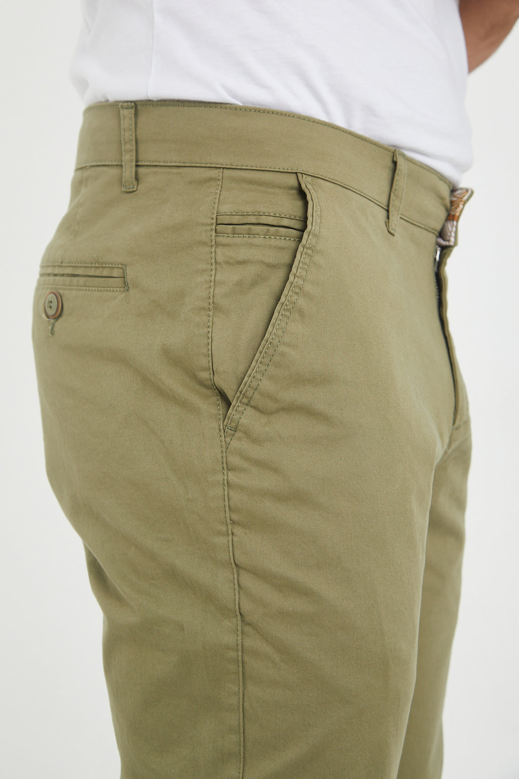 Erkek Kışlık Regular Fit Likralı Gabardin Chino Pantolon - Haki