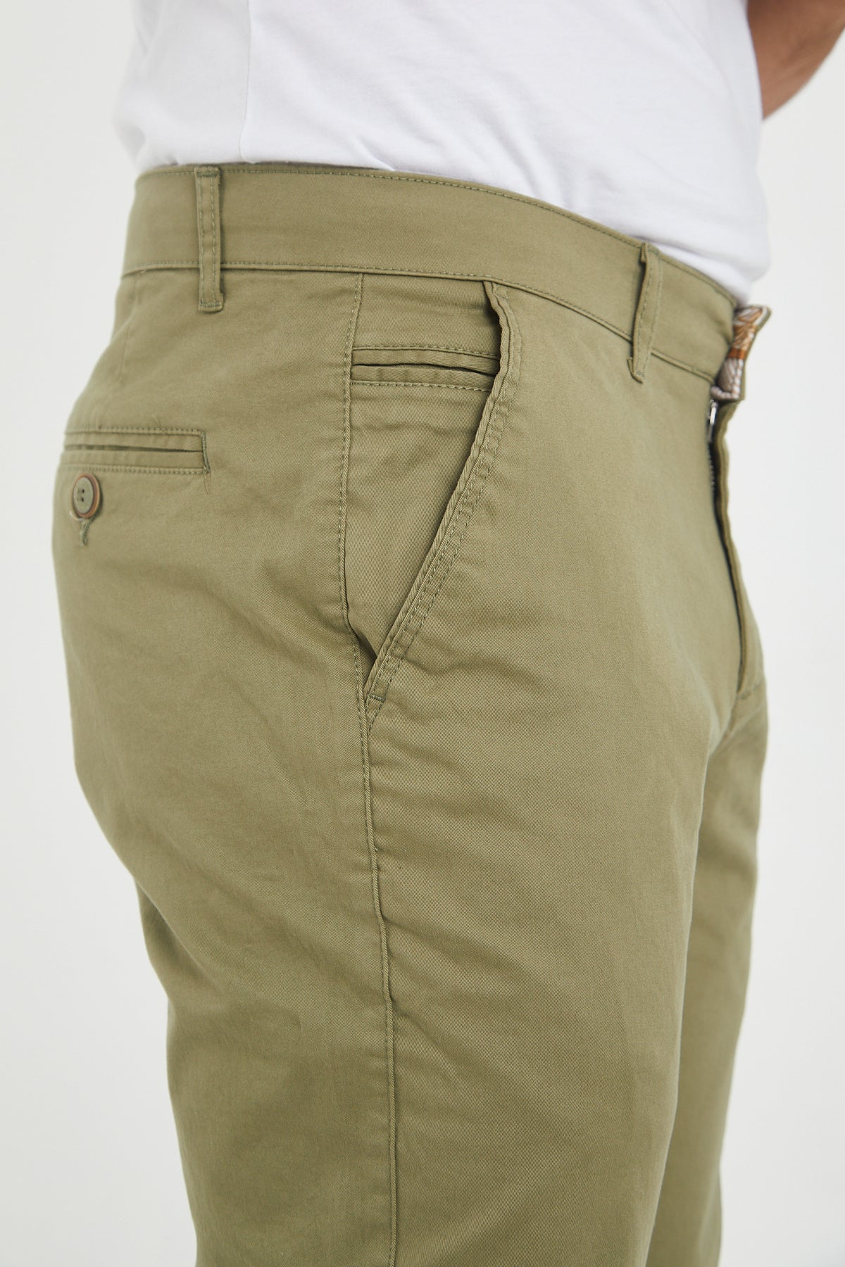 Erkek Kışlık Regular Fit Likralı Gabardin Chino Pantolon - Haki