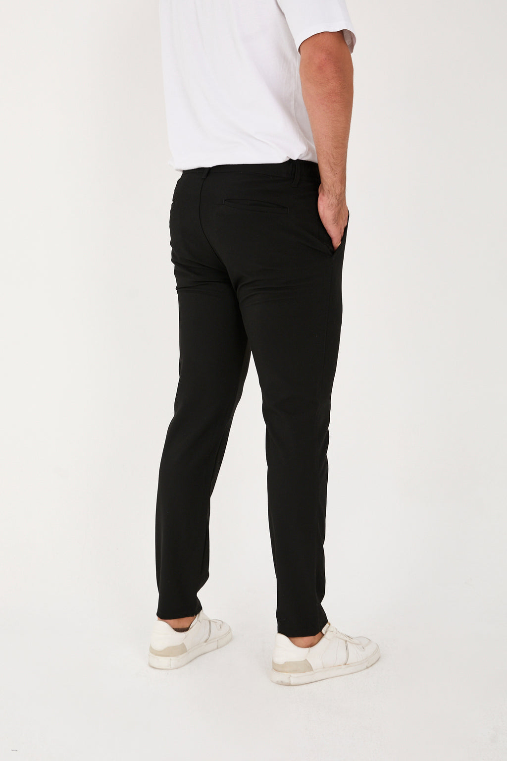 Erkek Jogger Slim Fit Bel Yarım Lastikli Likralı Kumaş Pantolon - Siyah