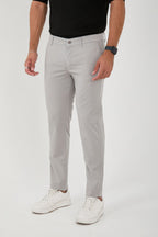 Erkek Likralı Slim Fit Chino Pantolon - Açık Gri