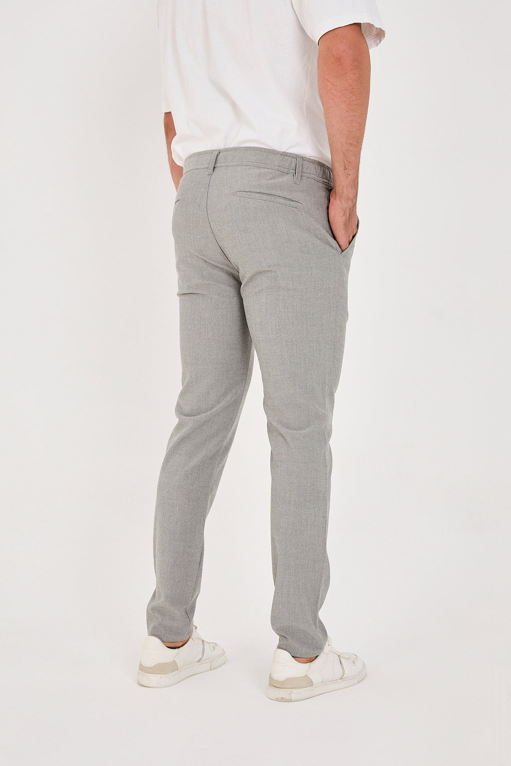 Erkek Gofre Kumaş Likralı Jogger Slim Fit Pantolon - Gri