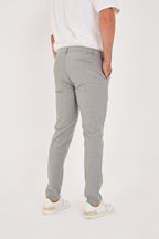 Erkek Gofre Kumaş Likralı Jogger Slim Fit Pantolon - Gri