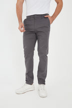 Erkek Kışlık Regular Fit Likralı Gabardin Chino Pantolon - Gri