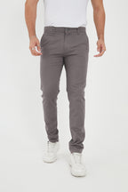 Erkek Kışlık Slim Fit Likralı Chino Pantolon - Gri