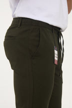 Erkek Kışlık Jogger Slim Fit Bel Yarım Lastikli Kumaş Pantolon - Haki
