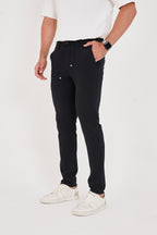Erkek Gofre Kumaş Likralı Jogger Slim Fit Pantolon - Lacivert