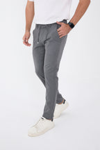 Erkek Kışlık Jogger Slim Fit Bel Yarım Lastikli Kumaş Pantolon - Koyu Gri