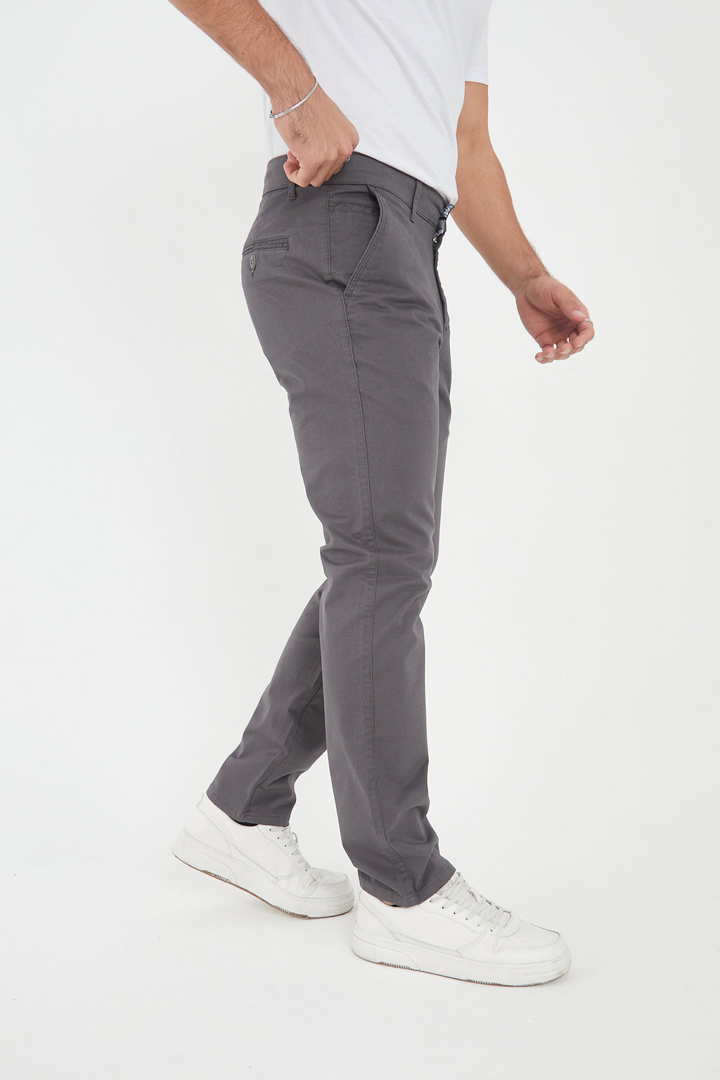 Erkek Kışlık Regular Fit Likralı Gabardin Chino Pantolon - Gri