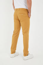 Erkek Kışlık Slim Fit Likralı Chino Pantolon - Camel