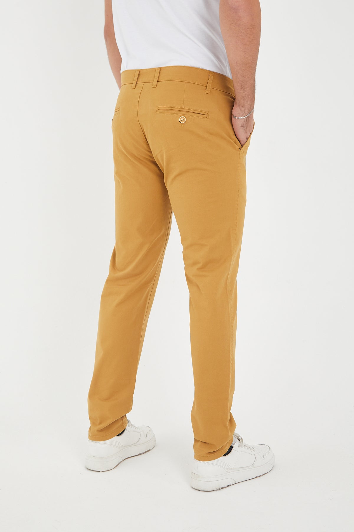 Erkek Kışlık Slim Fit Likralı Chino Pantolon - Camel